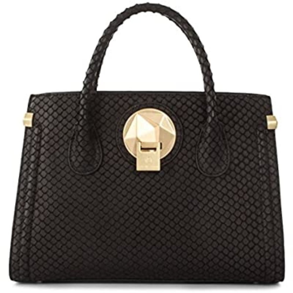 💥 Celine Dion Octave Leather Satchel Black Snake